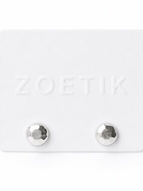 Zoetik Silver Tone Round Disc Stud Earrings Minimalist Classic Everyday Chic